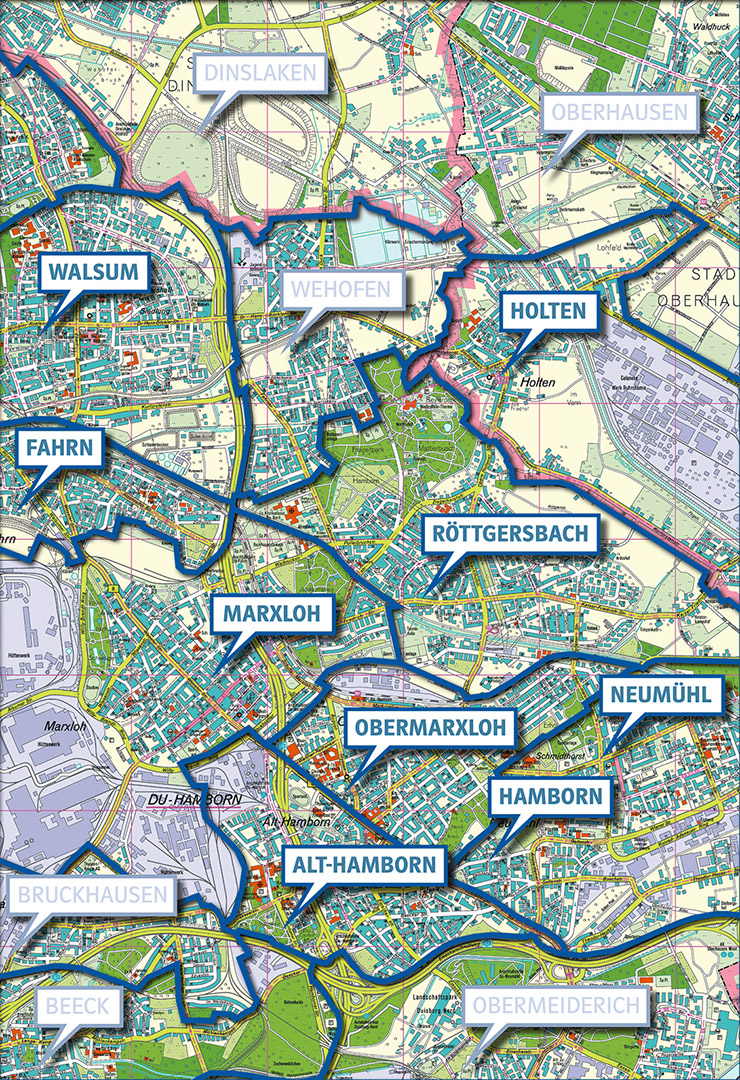 Übersichtskarte der von uns betreuten Wohngebiete