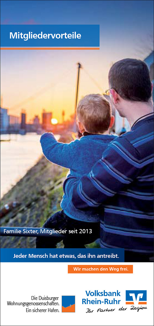 Folder der VoBa Rhein-Ruhr und der Duisburger Wohnungsgenossenschaften