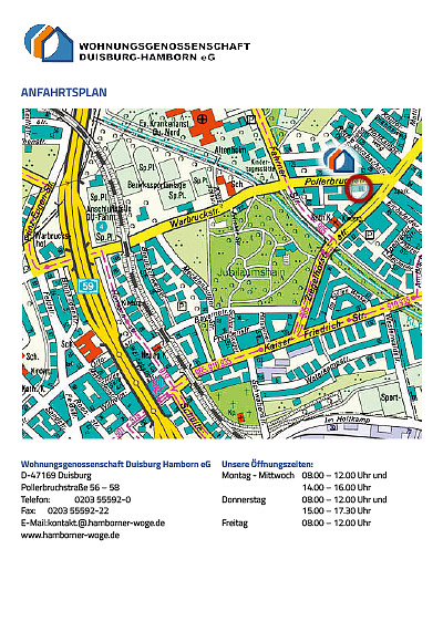 Anfahrtsplan zur WoGe-Hamborn als PDF-Datei